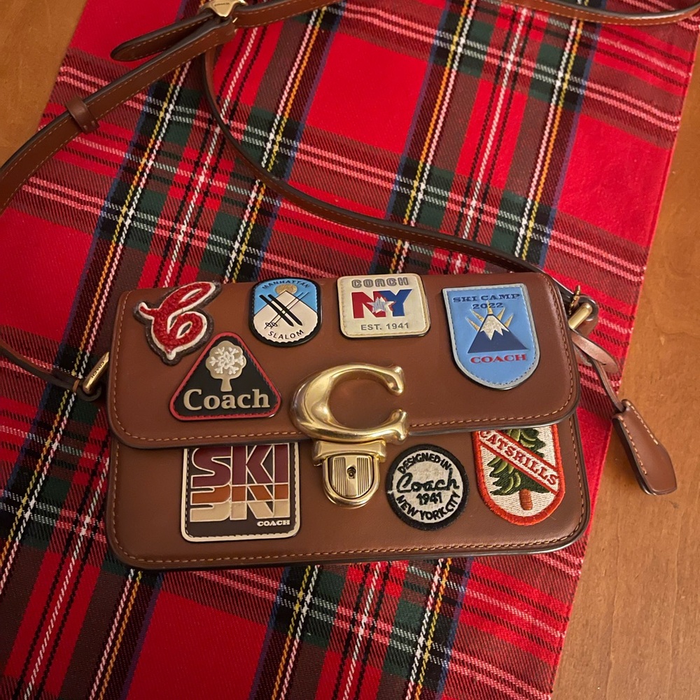 Coach Brown Crossbody Bag with Colorful Patches
